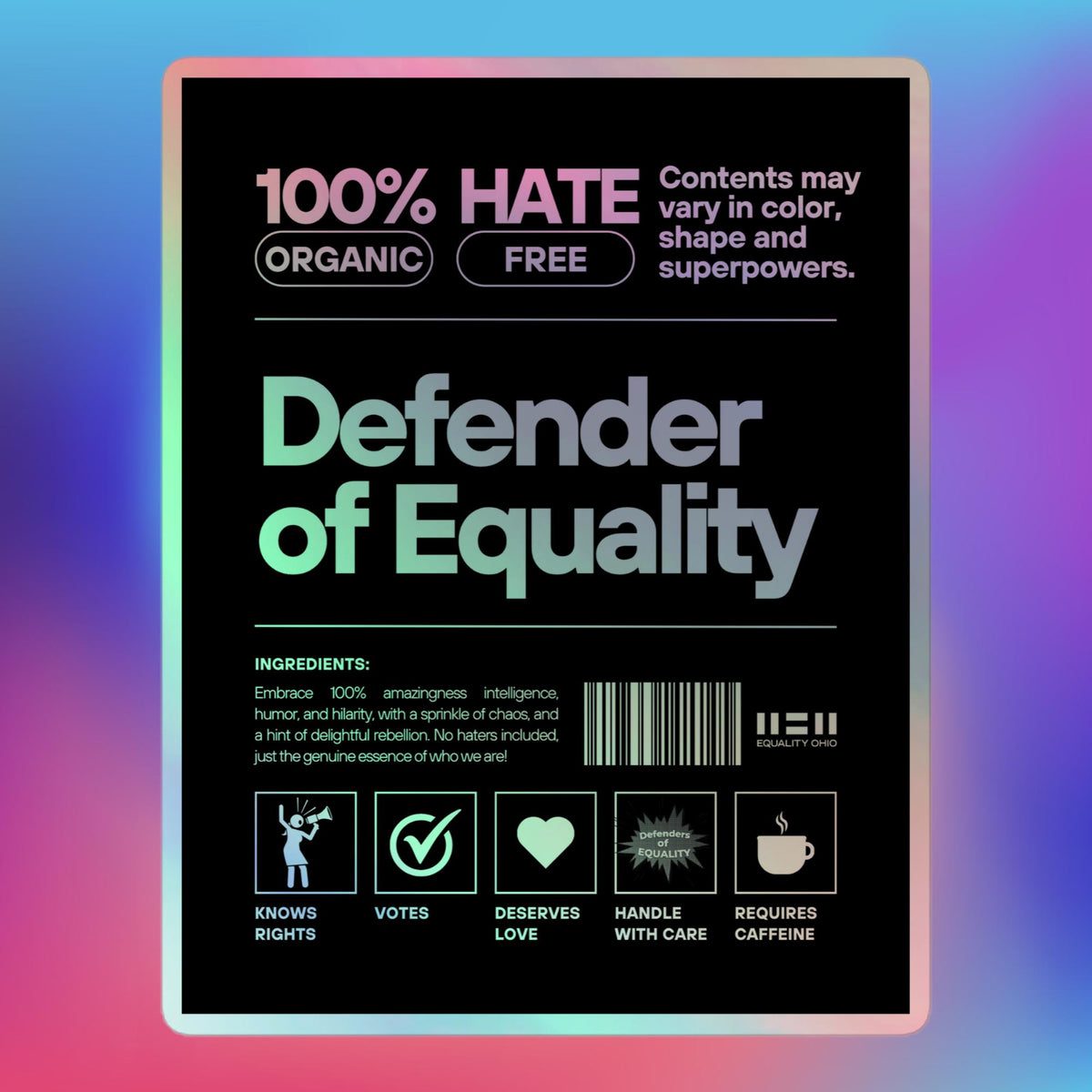 Defender of Equality Holographic Sticker – Equality Ohio